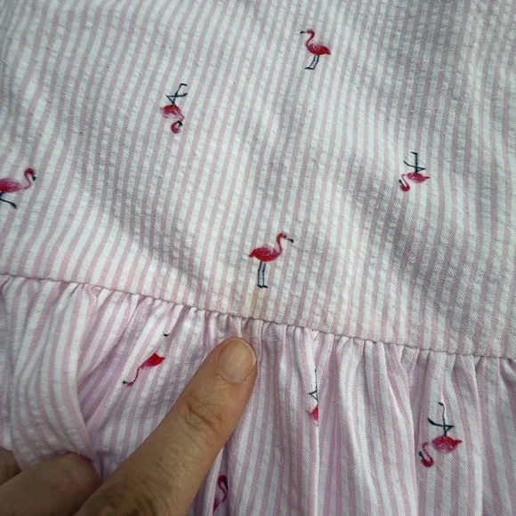 Florence Eiseman Seersucker Flamingo Print Dress 4T - Picture 8 of 9